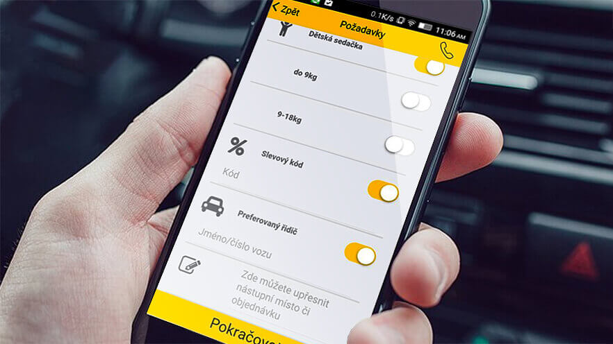mobilní aplikace volba požadavků