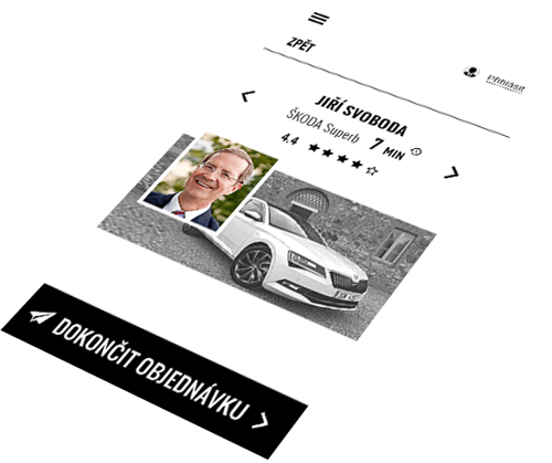 Výběr řidiče v mobilní aplikaci